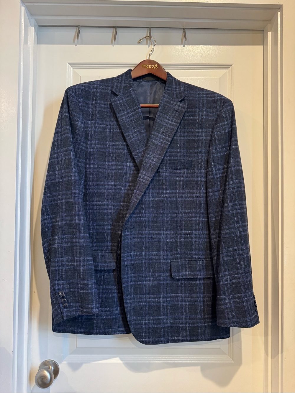 Michael Kors Navy Plaid Sport Coat - Windowpane Pattern